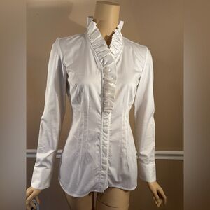 Banana Republic White Ruffled Blouse NWOT Sz 2